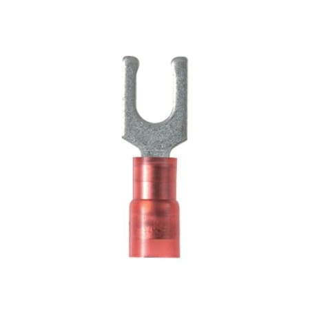 Panduit Fork Terminal, #8 Stud Size, 18 AWG, 600 V, Nylon Insulated, Red, 1000 PK PNF18-8LF-M